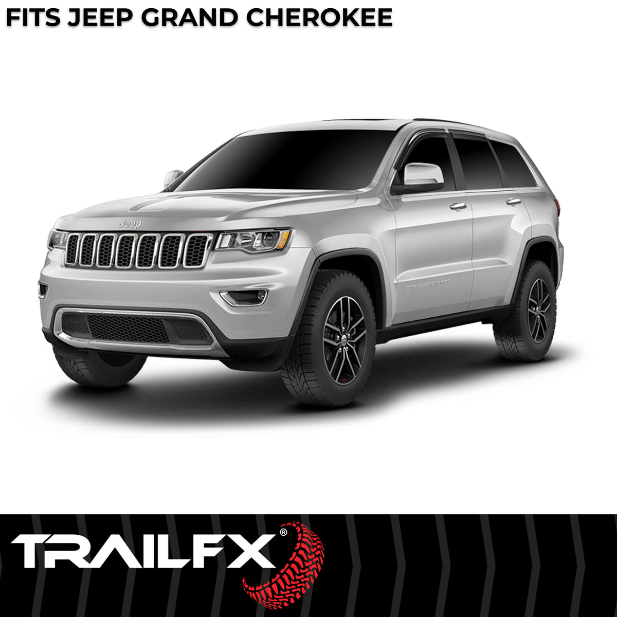 TrailFX Side Window Deflector For Jeep Grand Cherokee - Low Profile, Fits Front And Rear, Set Of 4 (4334H)