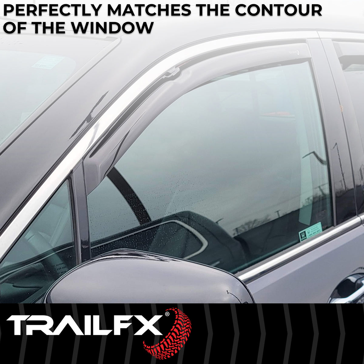 TrailFX Side Window Deflector For Cadillac, Chevrolet, GMC Trucks - In-Channel, Smoke, Acrylic, Set of 4 (4355IC)