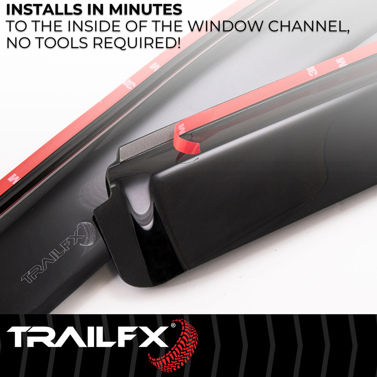 TrailFX Side Window Deflector For Cadillac, Chevrolet, GMC Trucks - In-Channel, Smoke, Acrylic, Set of 4 (4355IC)