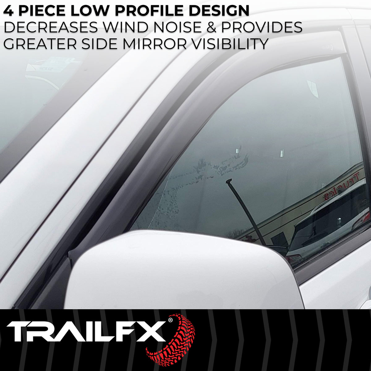 TrailFX Side Window Deflector For Chevrolet, GMC Trucks - In-Channel, Smoke, Acrylic, Set of 4 (4515IC)