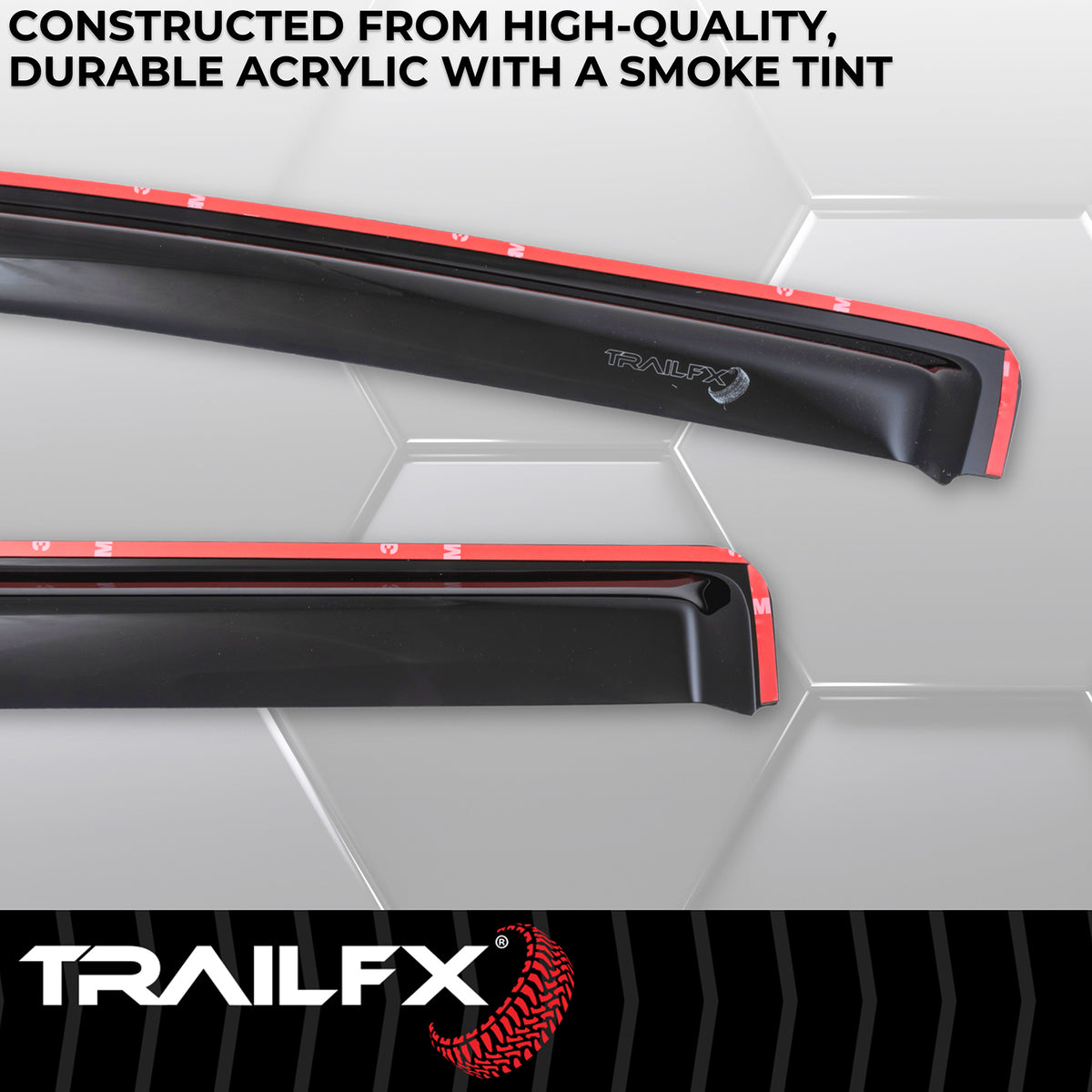 TrailFX Side Window Deflector For Chevrolet, GMC Trucks - In-Channel, Smoke, Acrylic, Set of 4 (4536IC)
