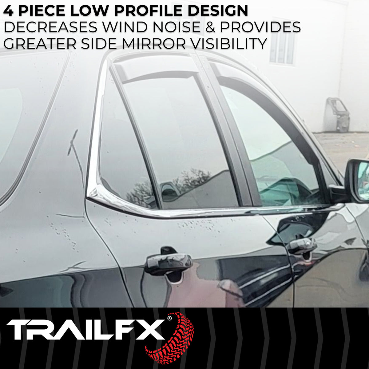 TrailFX Side Window Deflector For Chevrolet Equinox - In-Channel, Smoke, Acrylic, Set of 4 (4634IC)