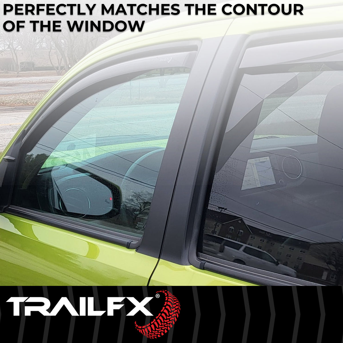 TrailFX Side Window Deflector For Toyota Tacoma - In-Channel, Smoke, Acrylic, Set of 4 (4768IC)