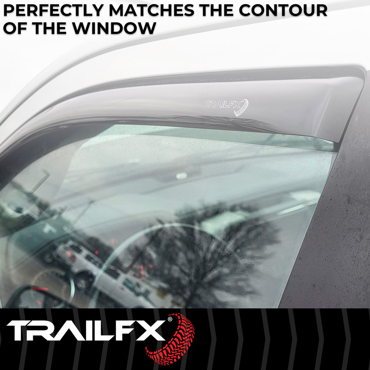 TrailFX Side Window Deflector For Chevrolet, GMC Trucks - In-Channel, Smoke, Acrylic, Set of 4 (4805IC)