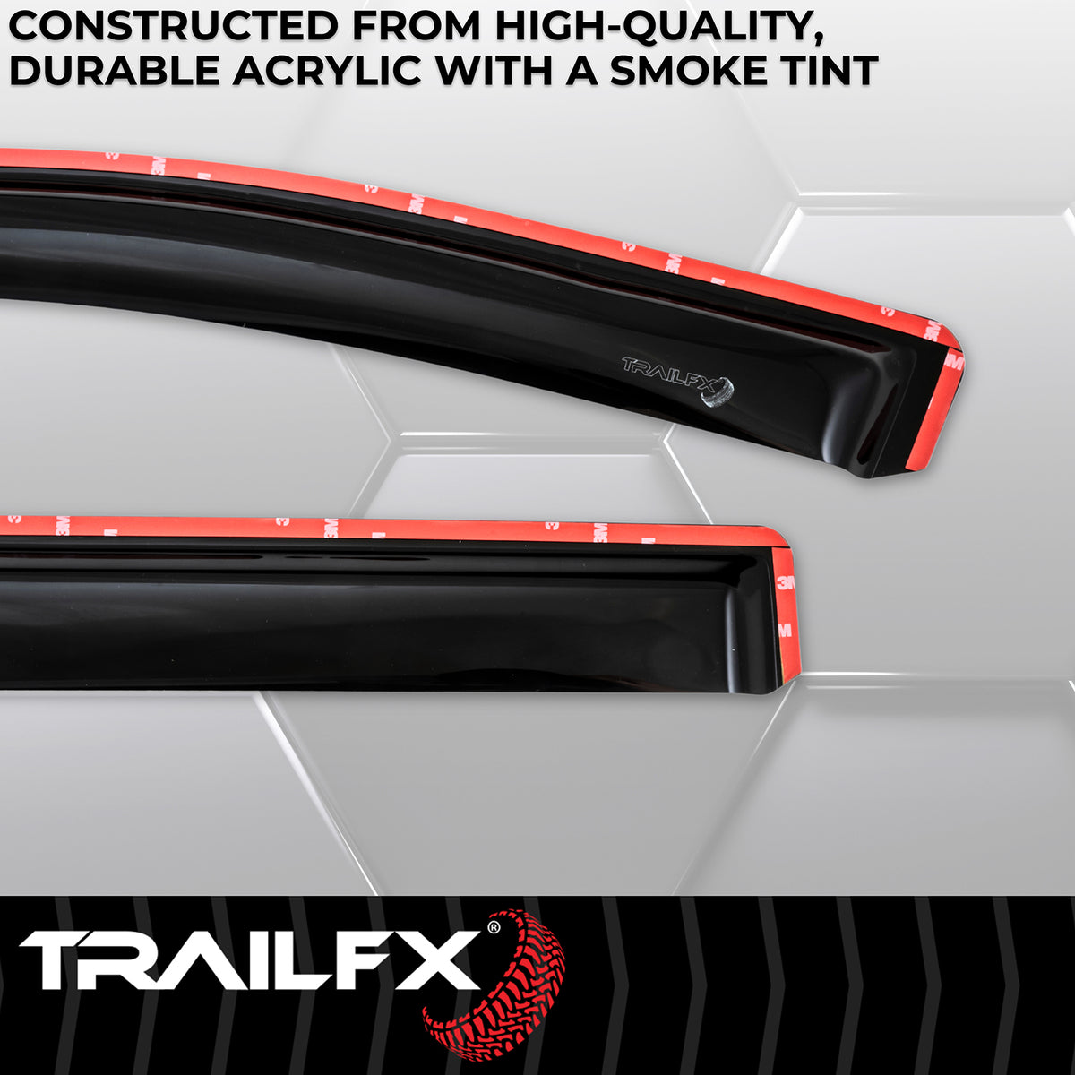 TrailFX Side Window Deflector For Chevrolet, GMC Trucks - In-Channel, Smoke, Acrylic, Set of 4 (4805IC)