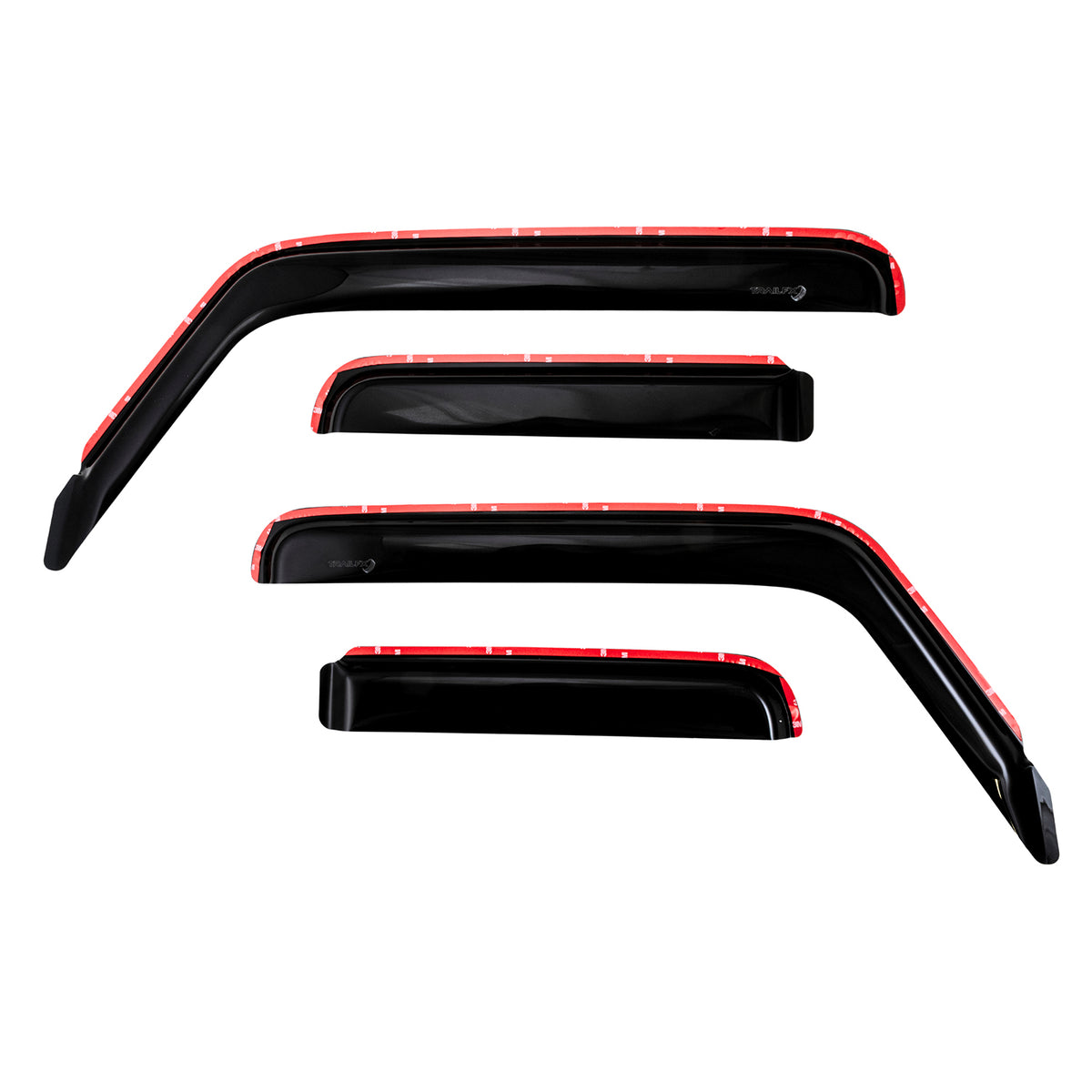 TrailFX Side Window Deflector For Jeep Gladiator, Jeep Wrangler - In-Channel, Smoke, Acrylic, Set of 4 (4811IC)