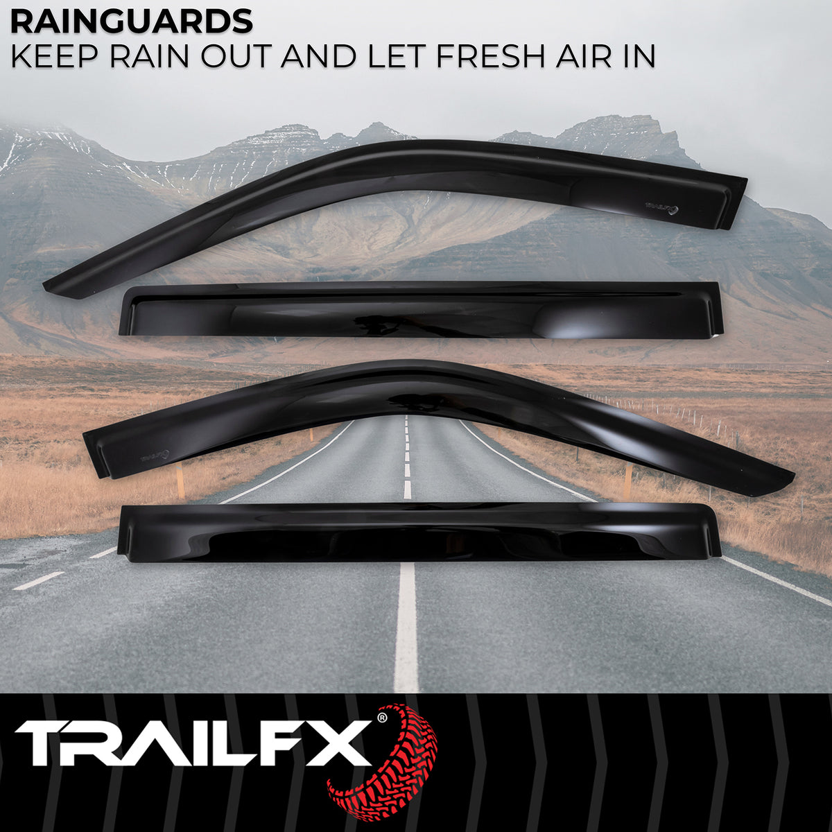 TrailFX Side Window Deflector For Toyota Tundra - Low Profile, Fits Front And Rear, Set Of 4 (4888H)