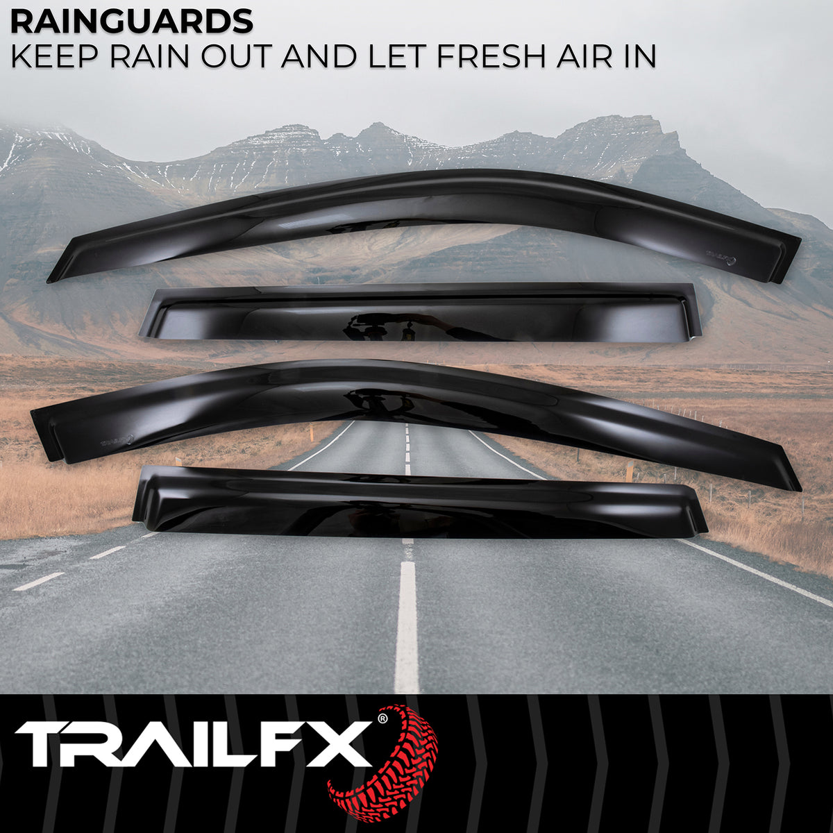 TrailFX Side Window Deflector For Nissan Rogue - Low Profile, Set of 4 (4902H)