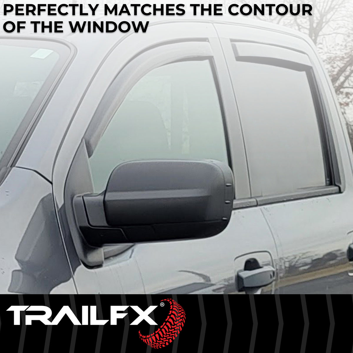 TrailFX Side Window Deflector For Nissan TITAN, Nissan TITAN XD - In-Channel, Smoke, Acrylic, Set of 4 (4977IC)