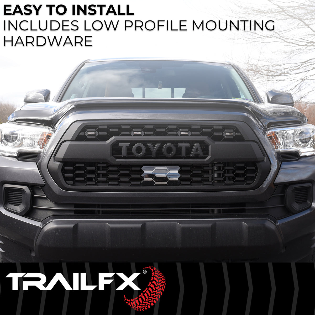 TrailFX Hood Deflector For Ford Trucks - Wrap-Around Smoke Acrylic (5727H)