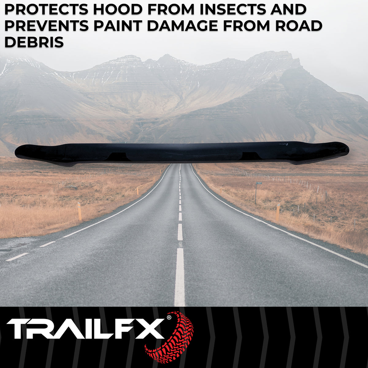 TrailFX Hood Deflector For Chevrolet Trucks - Wrap-Around Smoke Acrylic (8489H)