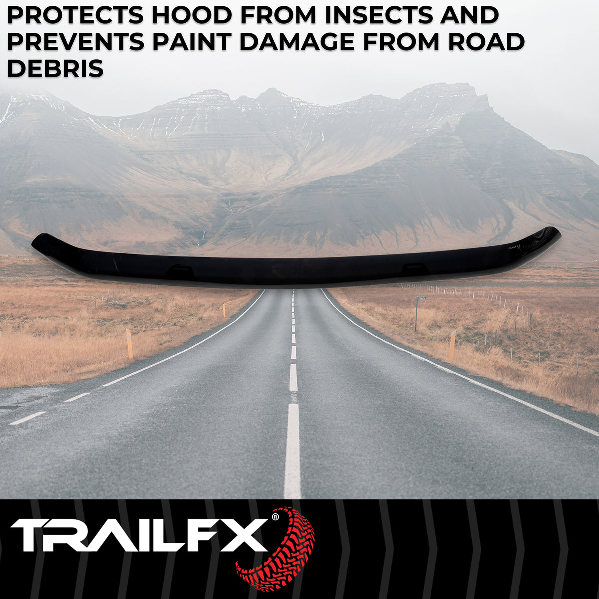 TrailFX Hood Deflector For Chevrolet Silverado 1500 - Wrap-Around Smoke Acrylic (8702H)