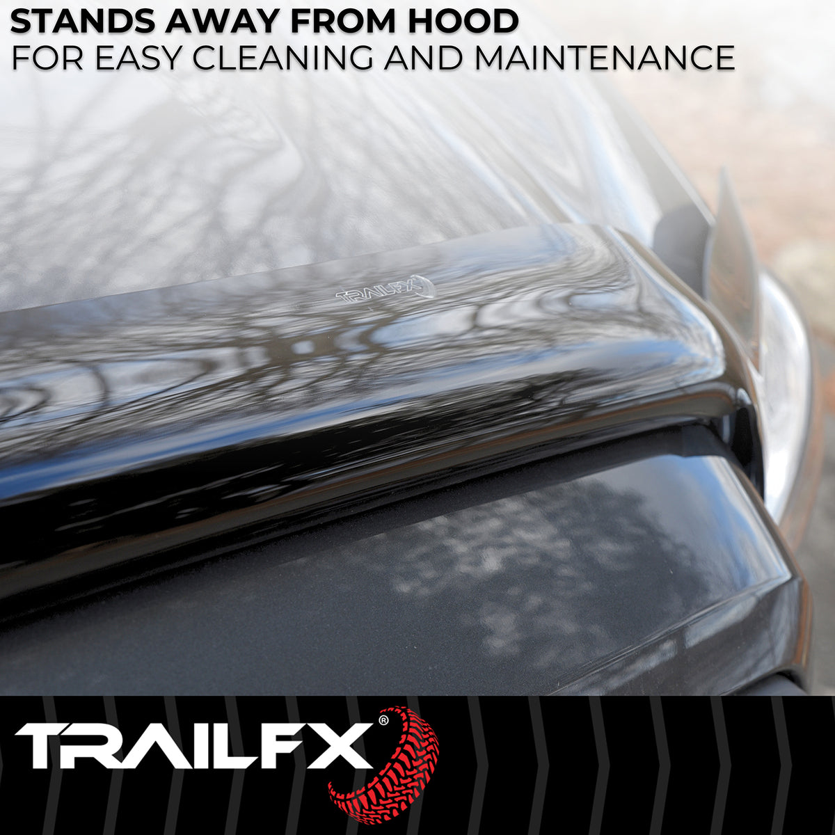 TrailFX Hood Deflector For Chevrolet Silverado 1500 - Wrap-Around Smoke Acrylic (8702H)