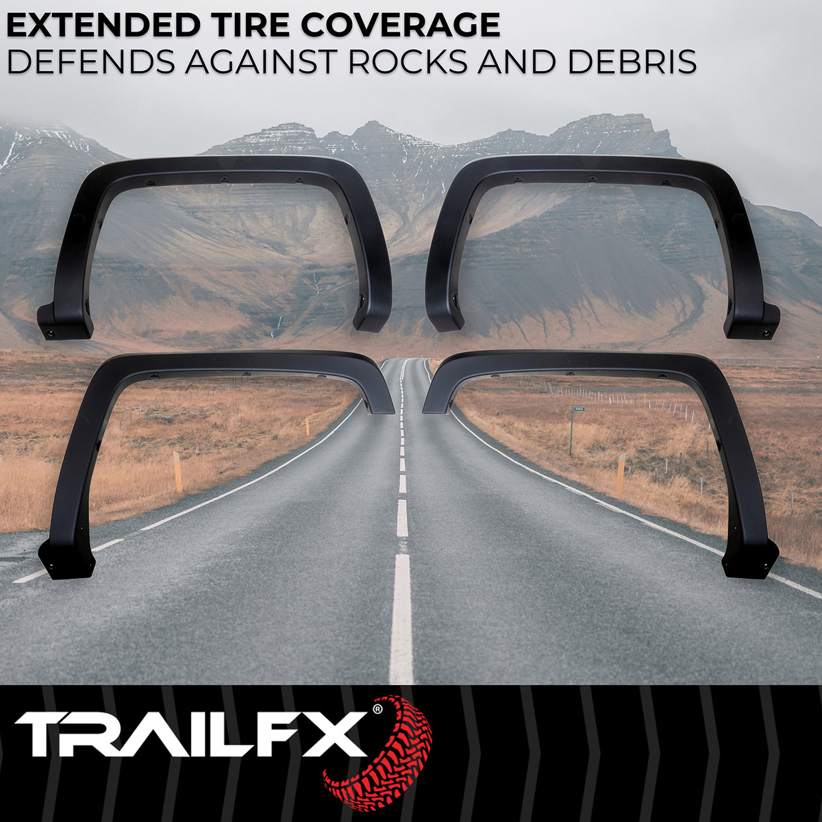 TrailFX Fender Flare For Chevrolet Trucks - Black Smooth Paintable Finish, Extended Tire Coverage, With (TFC3002OE)