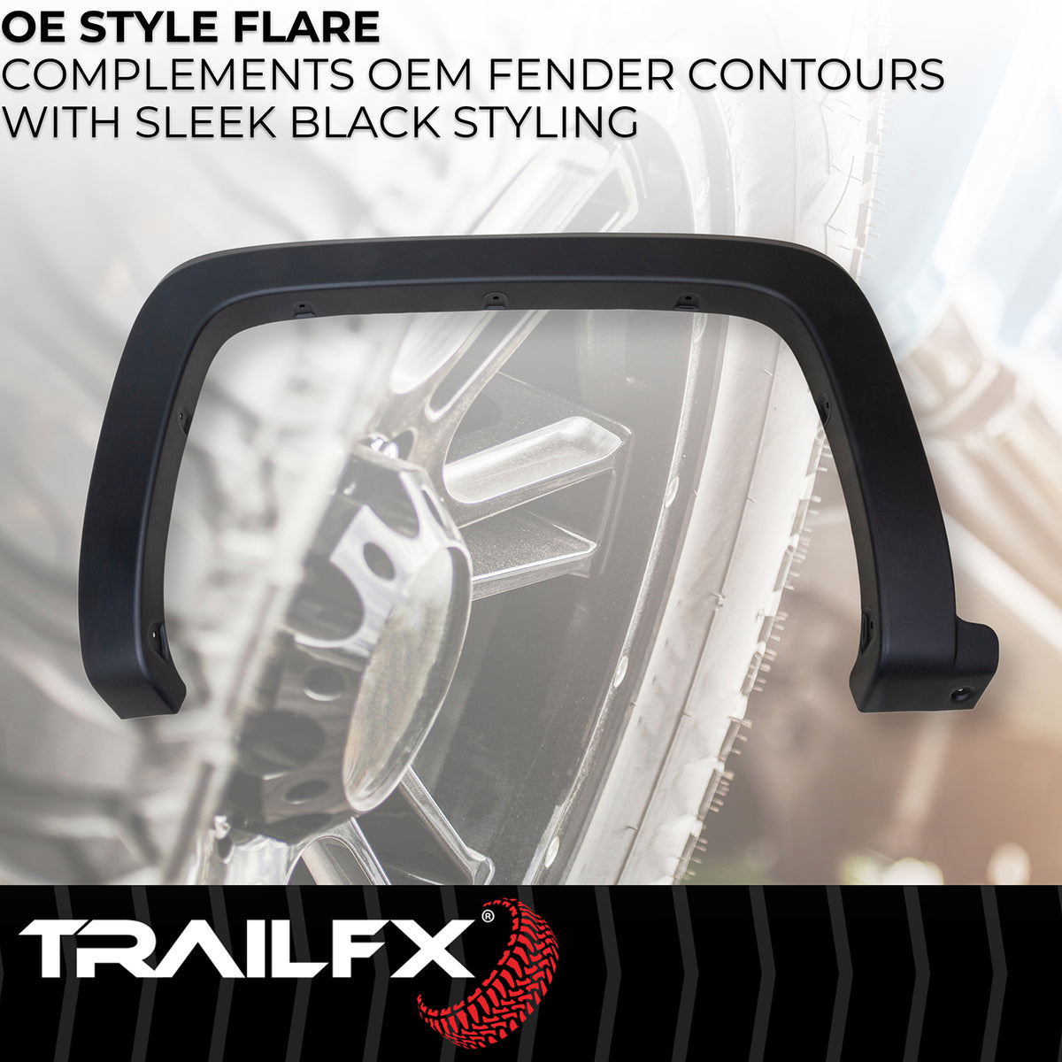 TrailFX Fender Flare For Chevrolet Trucks - Black Smooth Paintable Finish, Extended Tire Coverage, With (TFC3002OE)