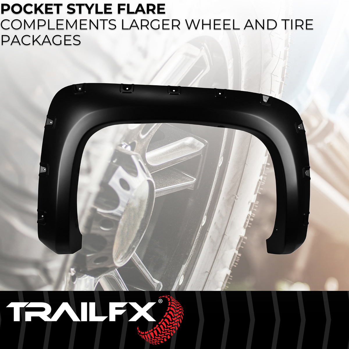 TrailFX Fender Flare For Chevrolet Silverado 1500 - Injected Polypropylene, With Polished Stainless And Black (TFC3003S)