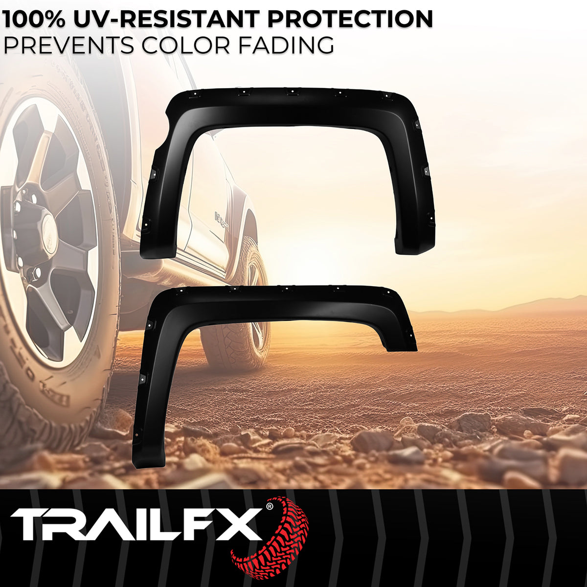 TrailFX Fender Flare For Chevrolet Silverado 1500 - Injected Polypropylene, With Polished Stainless And Black (TFC3004S)
