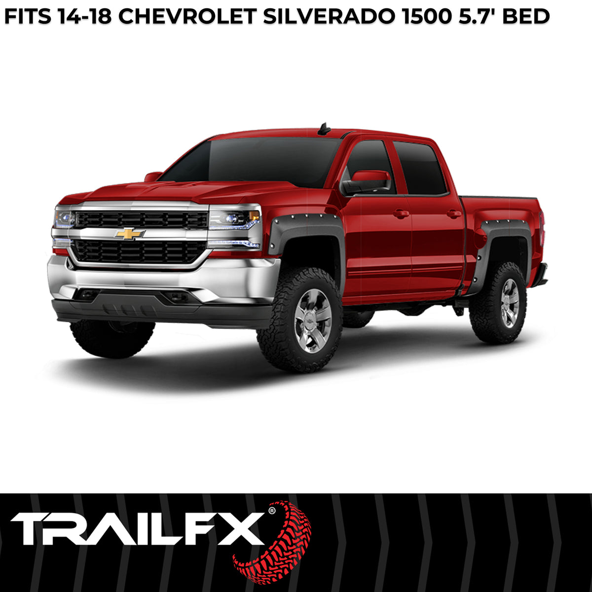 TrailFX Fender Flare For Chevrolet Silverado 1500 - Injected Polypropylene, With Polished Stainless And Black (TFC3004S)