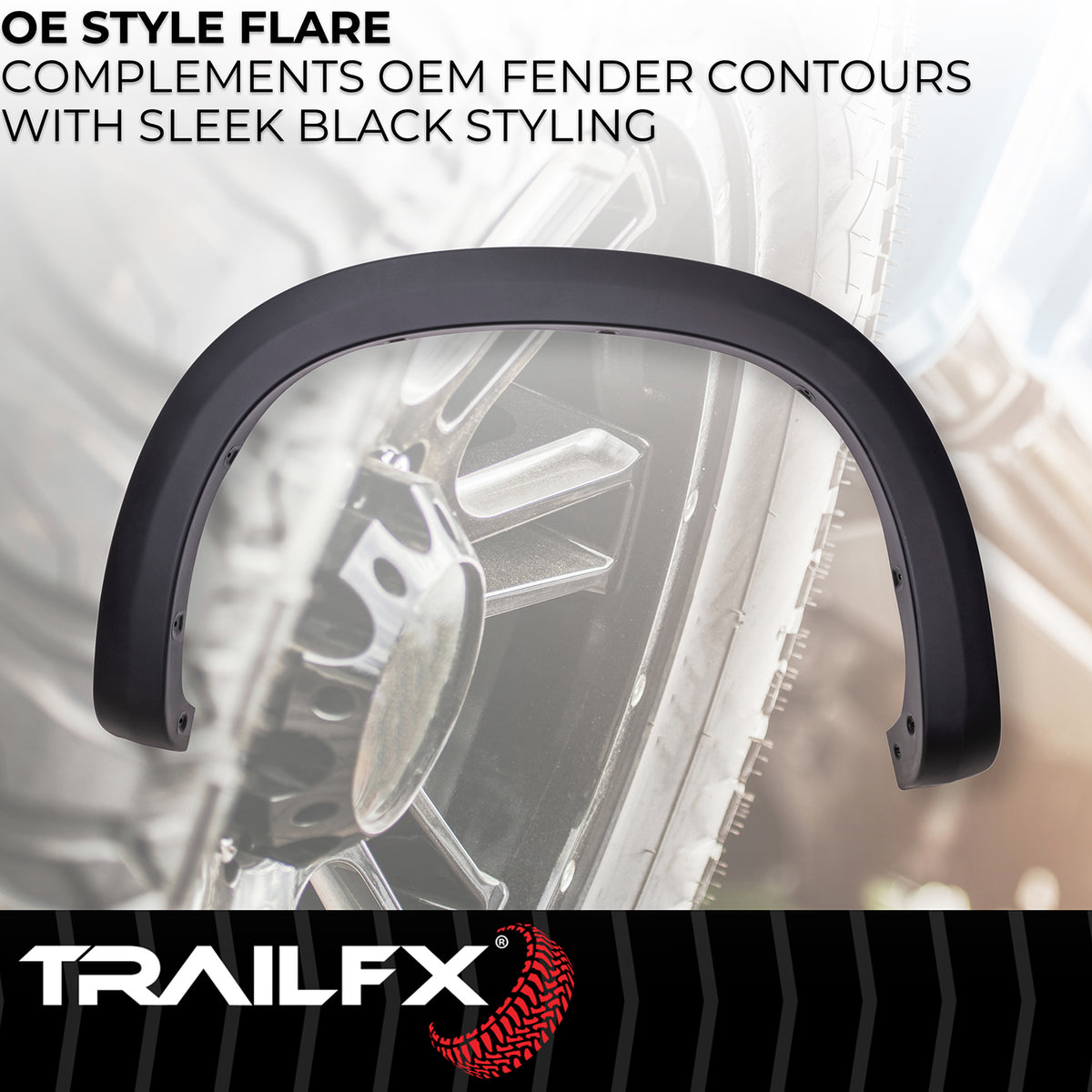 TrailFX Fender Flare For Chevrolet Silverado 1500 - Black Smooth Paintable Finish, Extended Tire Coverage, With (TFC3005OE)