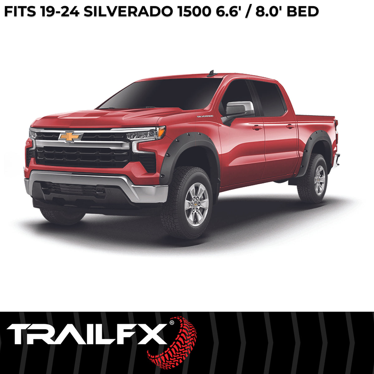 TrailFX Fender Flare For Chevrolet Silverado 1500, Chevrolet Silverado 1500 LTD - Injected Polypropylene, With Polished Stainless And Black (TFC3005S)