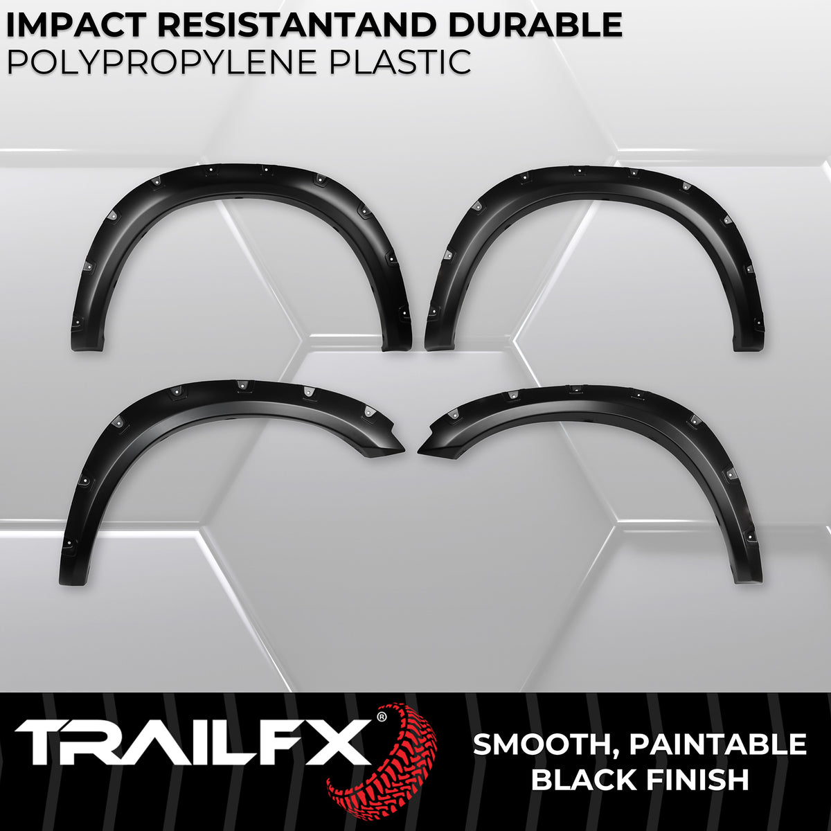TrailFX Fender Flare For Dodge Ram 1500, Ram 1500, Ram 1500 Classic - Injected Polypropylene, With Polished Stainless And Black (TFD3002S)