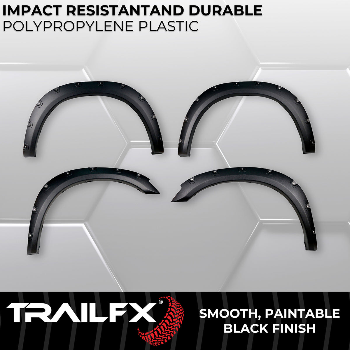 TrailFX Fender Flare For Dodge, Ram Trucks - Extended Tire Coverage, With Polished Stainless And Black (TFD3004T)
