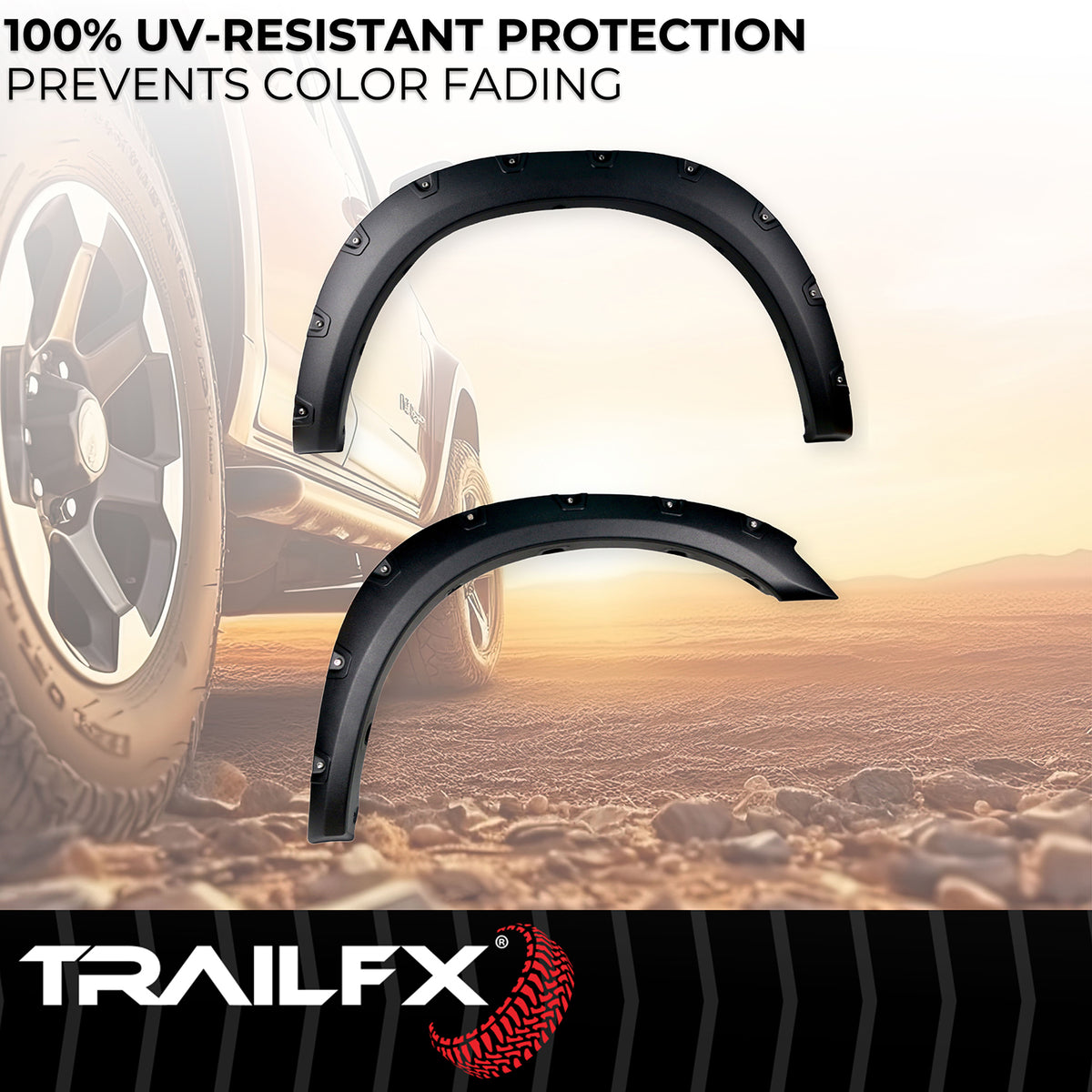 TrailFX Fender Flare For Dodge, Ram Trucks - Extended Tire Coverage, With Polished Stainless And Black (TFD3004T)