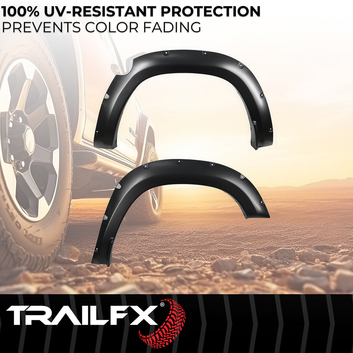 TrailFX Fender Flare For Ram 1500 - Injected Polypropylene, With Polished Stainless And Black (TFD3005S)
