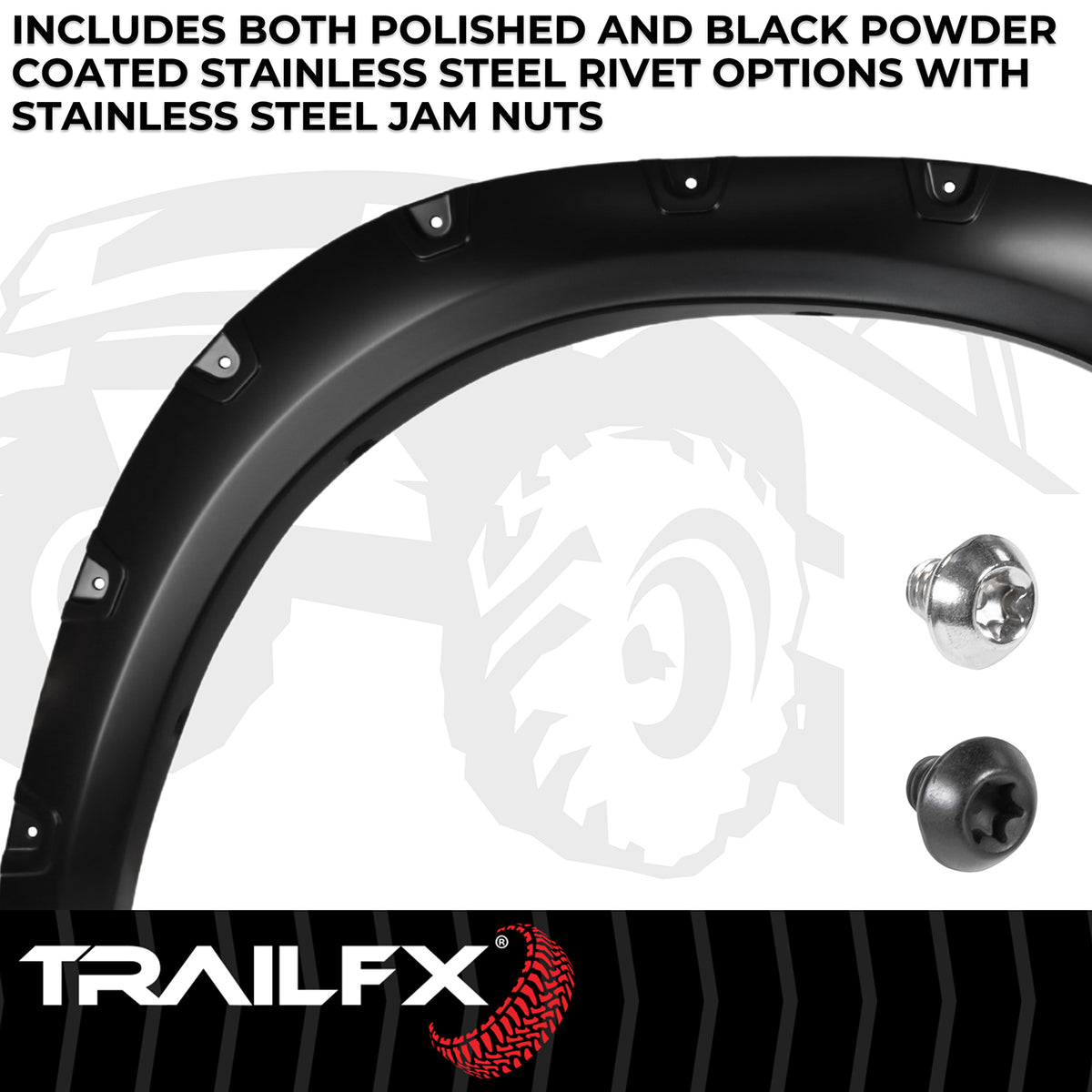 TrailFX Fender Flare For Ram 2500, Ram 3500 - Injected Polypropylene, With Polished Stainless And Black (TFD3006S)