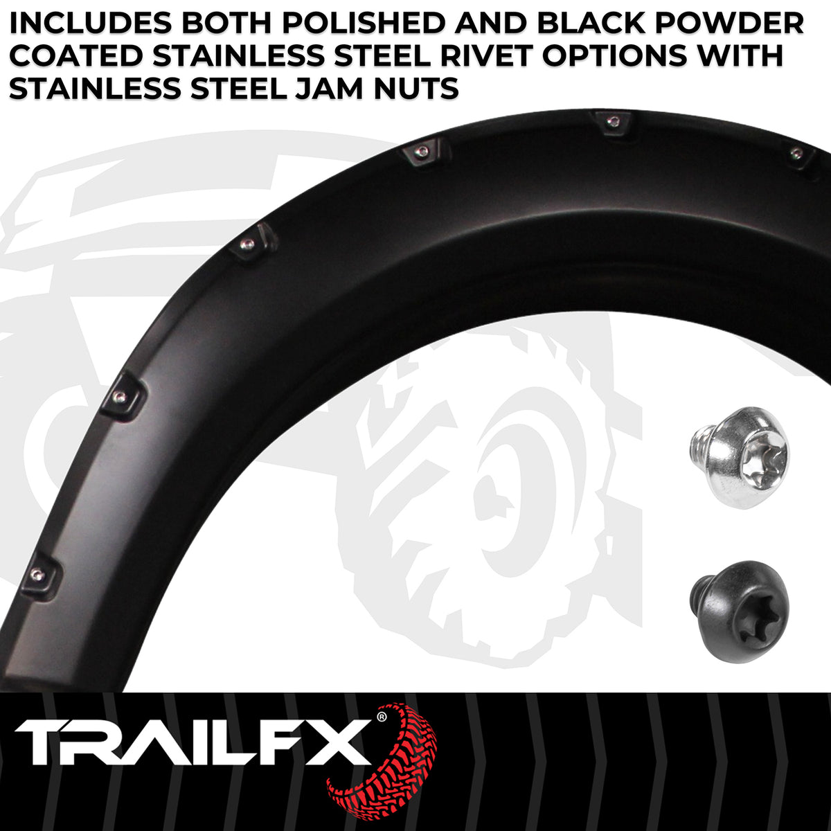 TrailFX Fender Flare For Ford F-150 - Injected Polypropylene, With Polished Stainless And Black (TFF3002S)