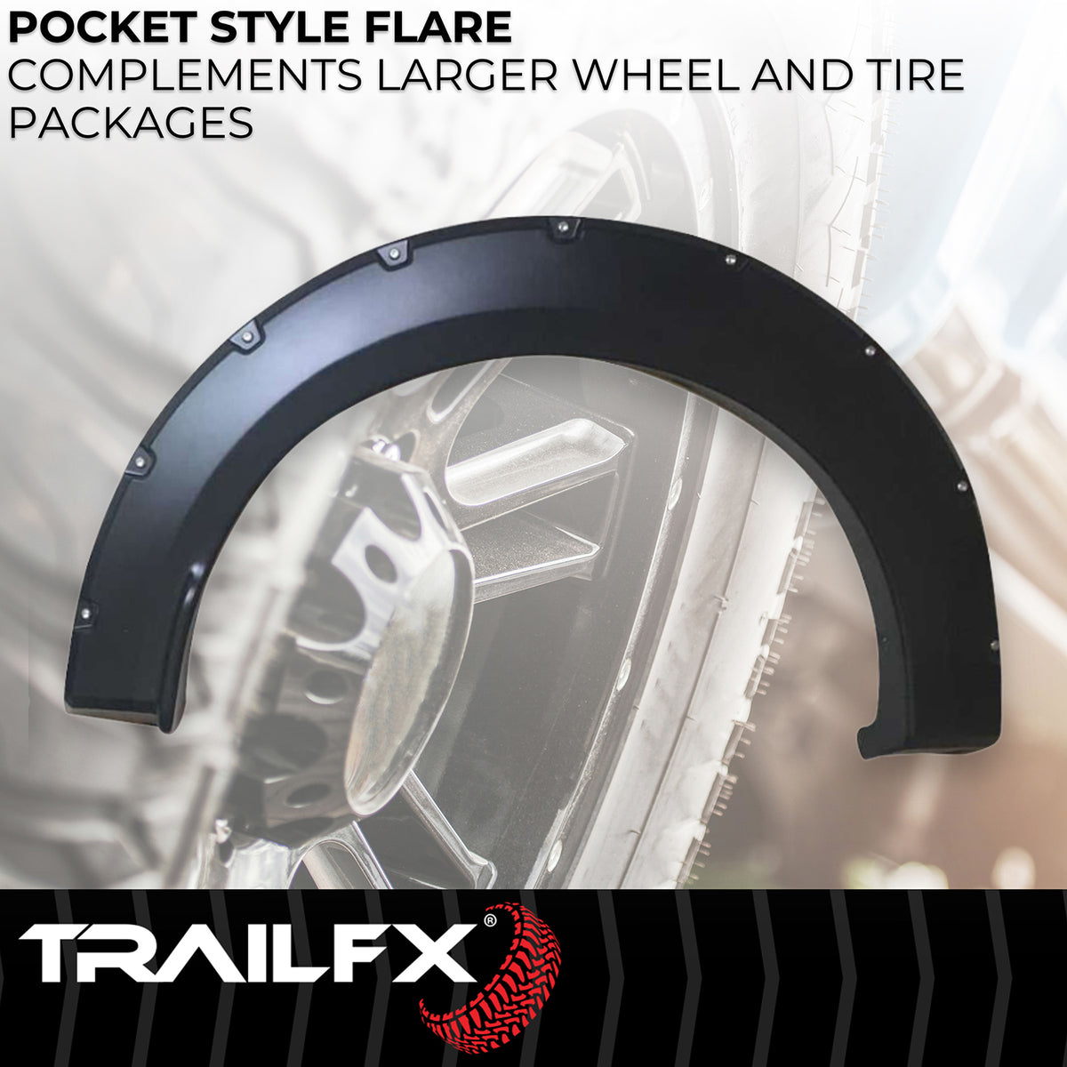 TrailFX Fender Flare For Ford F-150 - Injected Polypropylene, With Polished Stainless And Black (TFF3003S)