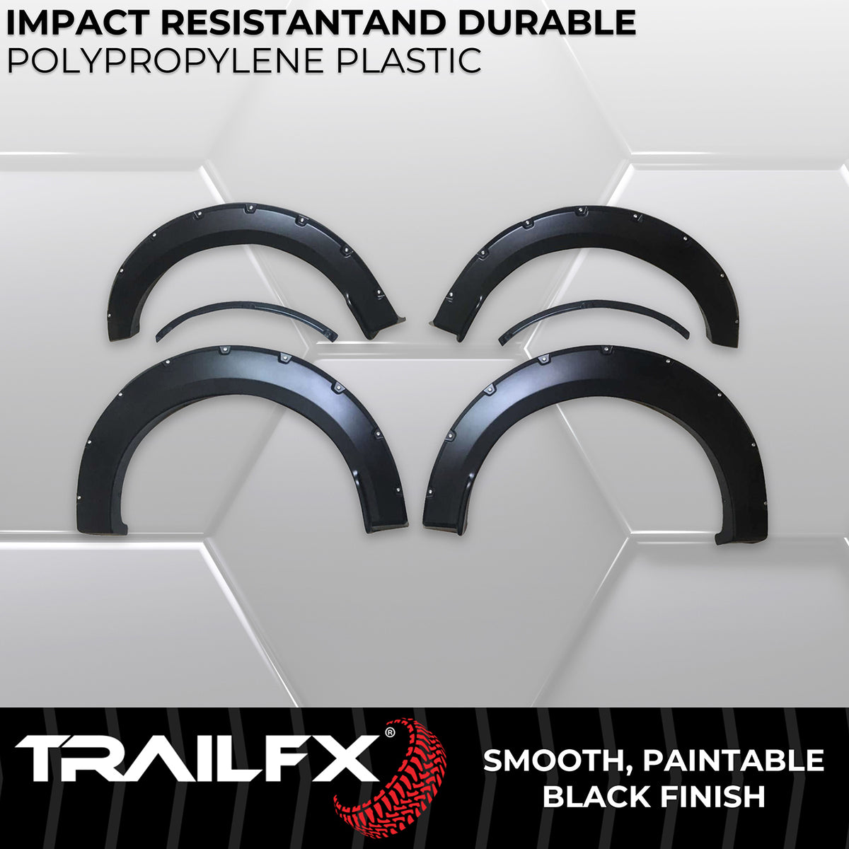 TrailFX Fender Flare For Ford F-150 - Injected Polypropylene, With Polished Stainless And Black (TFF3003S)