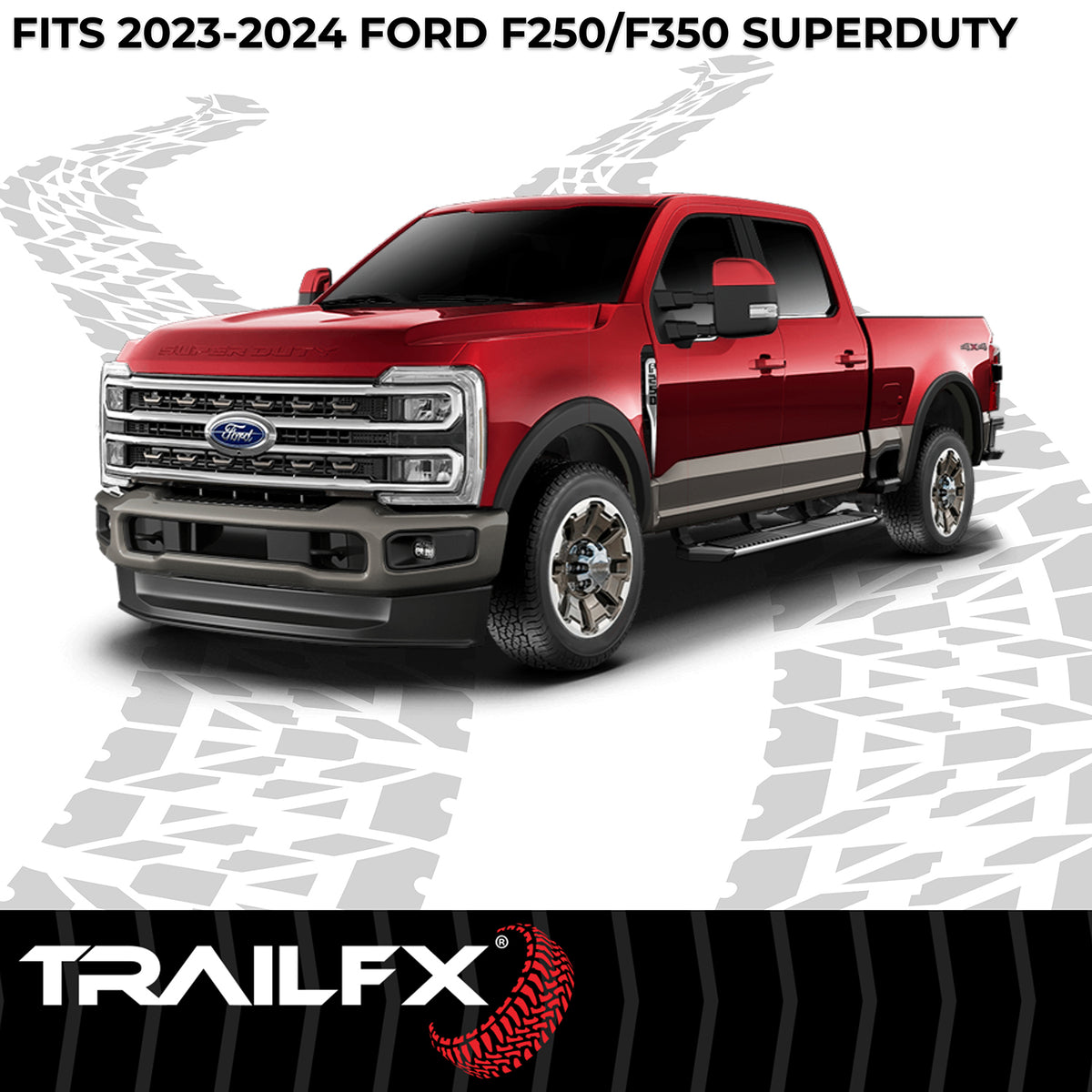 TrailFX Fender Flare For Ford F-250 Super Duty, Ford F-350 Super Duty - Extended Tire Coverage, With Polished Stainless And Black (TFF3008S)