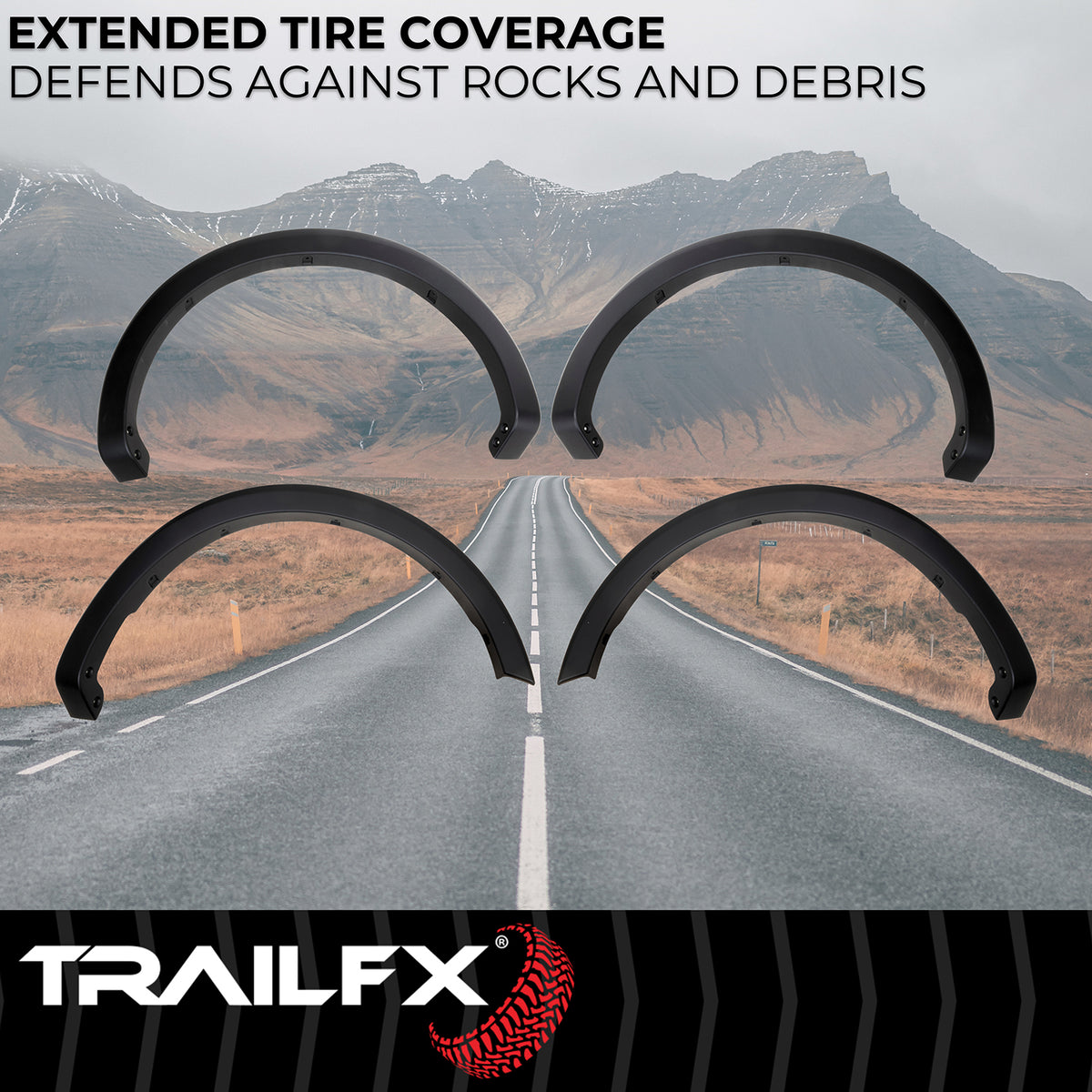 TrailFX Fender Flare For Ford F-150 - Extended Tire Coverage, With Stainless Steel Hardware Kit (TFF3011OE)