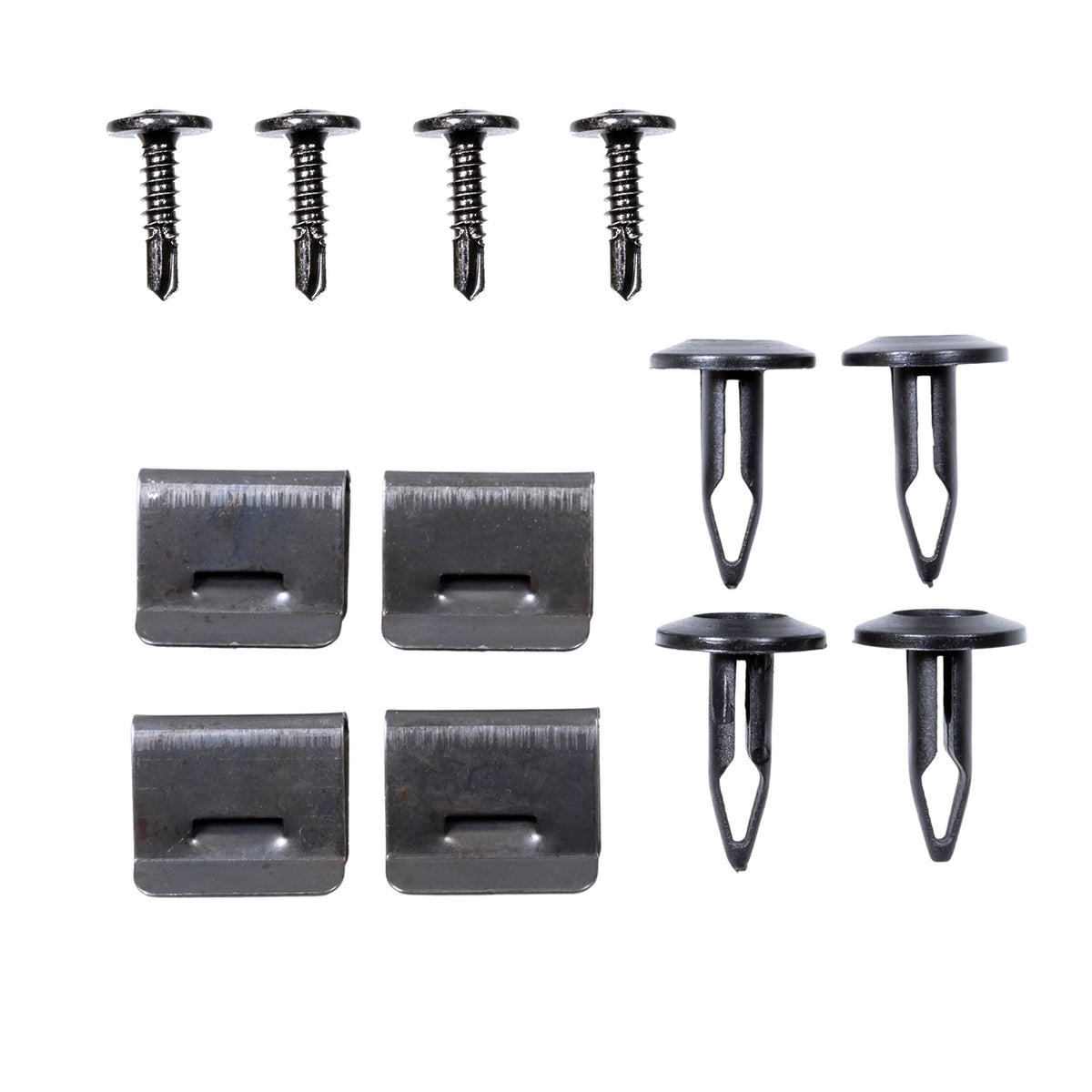 TrailFX Fender Flare Hardware Kit For Dodge Ram 1500, Dodge Ram 2500, Dodge Ram 3500 - With Four Short Black Metal U Clips/ Four 6mm Black Nylon (TFHKD01)