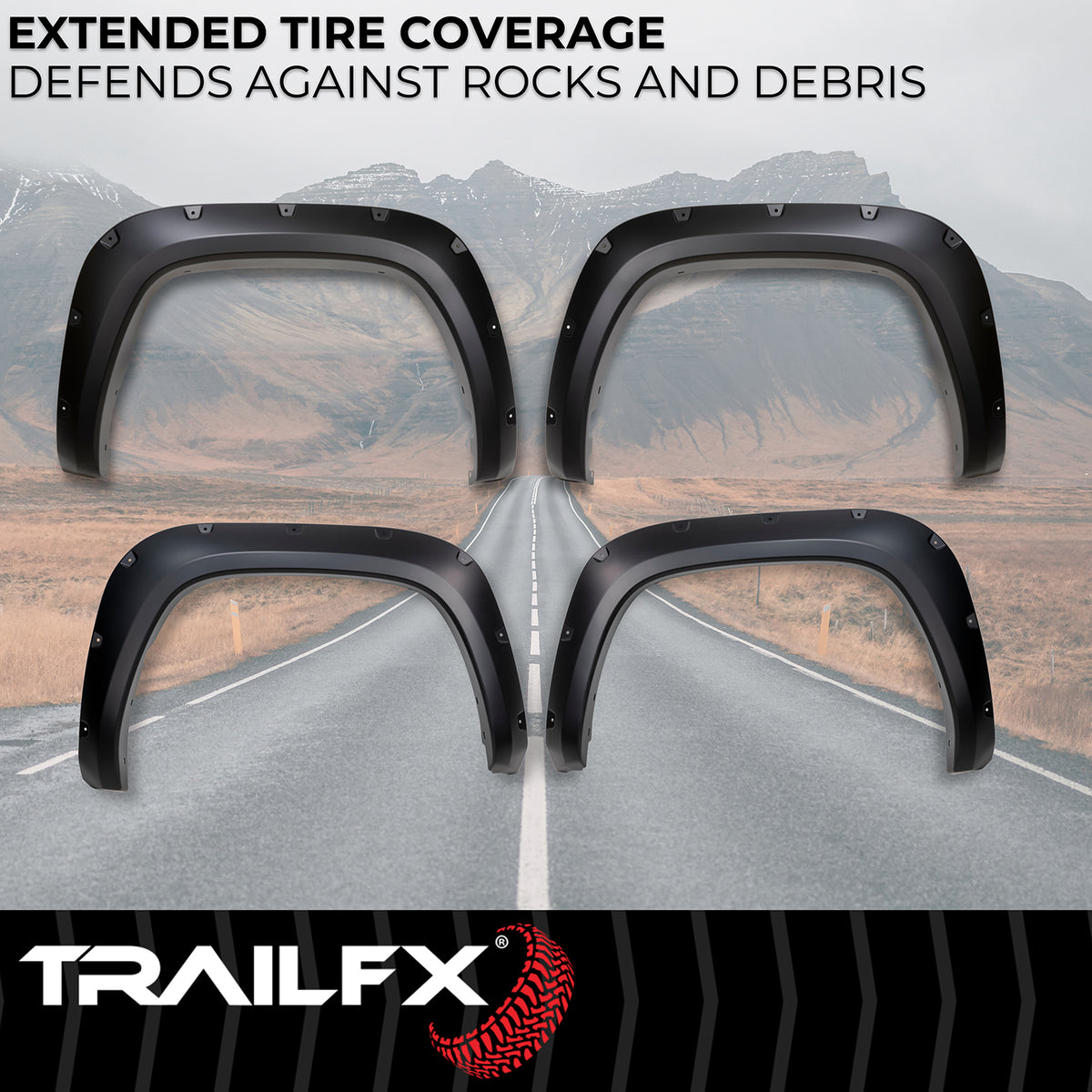 TrailFX Fender Flare For Toyota Tundra - Extended Tire Coverage, With Polished Stainless And Black (TFT3004S)