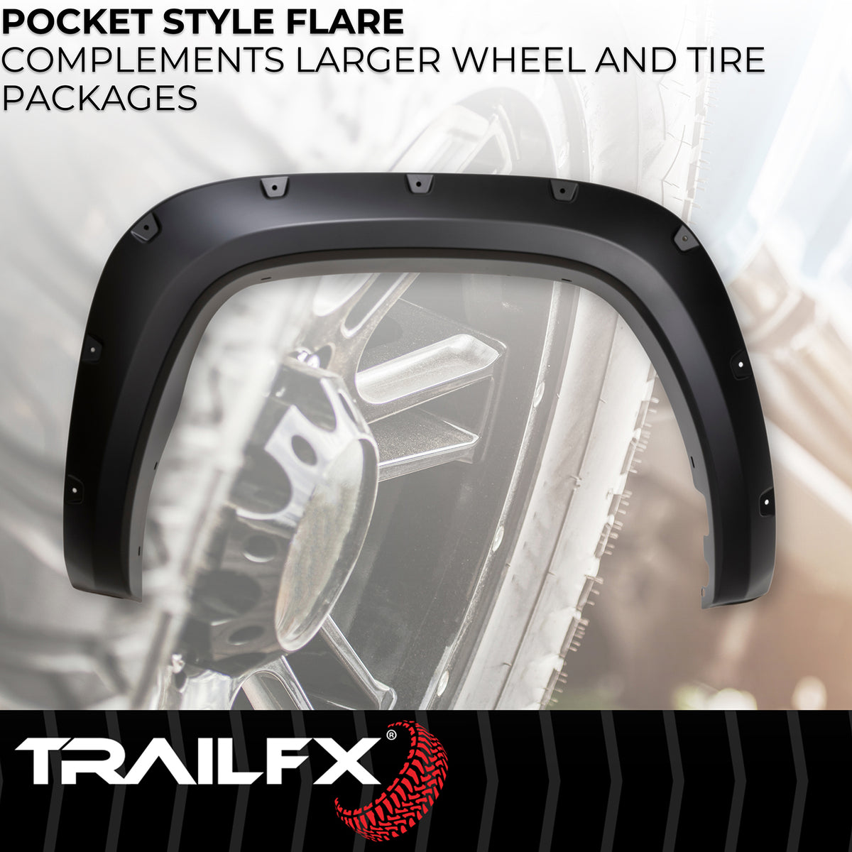 TrailFX Fender Flare For Toyota Tundra - Extended Tire Coverage, With Polished Stainless And Black (TFT3004S)