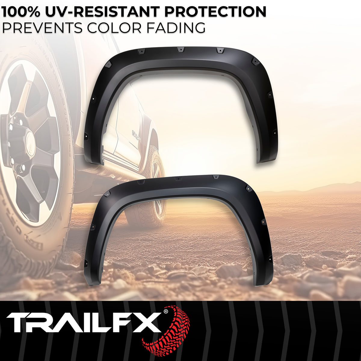 TrailFX Fender Flare For Toyota Tundra - Extended Tire Coverage, With Polished Stainless And Black (TFT3004S)