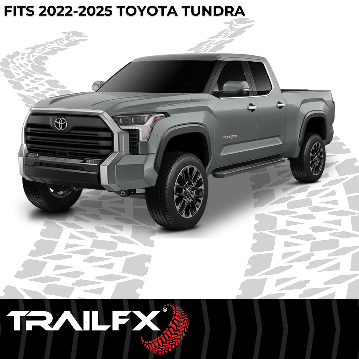 TrailFX Fender Flare For Toyota Tundra - Extended Tire Coverage, With Polished Stainless And Black (TFT3004S)