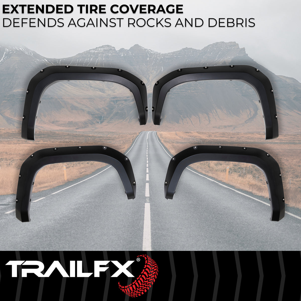 TrailFX Fender Flare For Toyota Tacoma - Black Smooth Paintable Finish, Injected Polypropylene, 5.7 (TFT3005S)