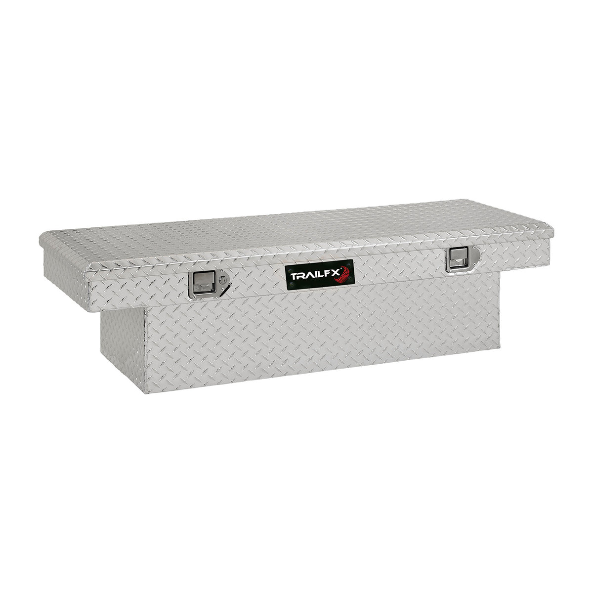 TrailFX Truck Tool Box For Chevrolet, Ford, GMC Trucks - Crossover Angled Single Lid With Struts Diamond Tread (110511)