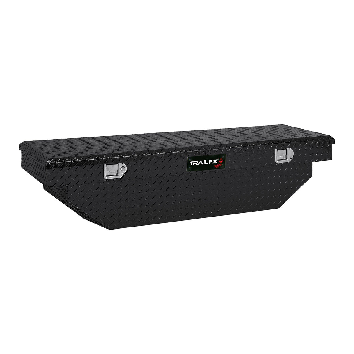 TrailFX Truck Tool Box - Crossover Angled Single Lid With Struts Powder Coated Black (110632)