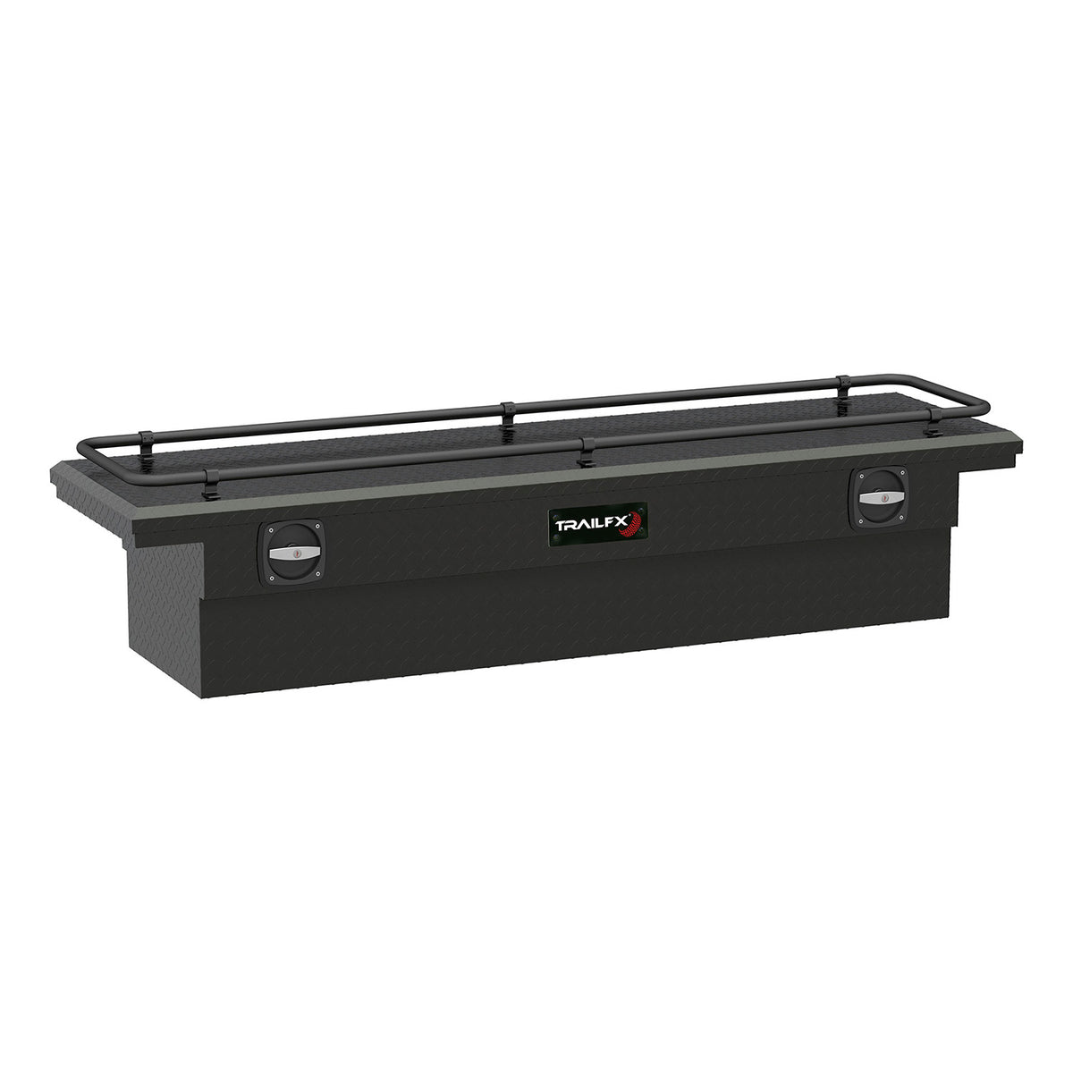 TrailFX Truck Tool Box For Dodge, Ford Trucks - Crossover Low Profile Single Lid Diamond Tread Matte Black (120723CR)