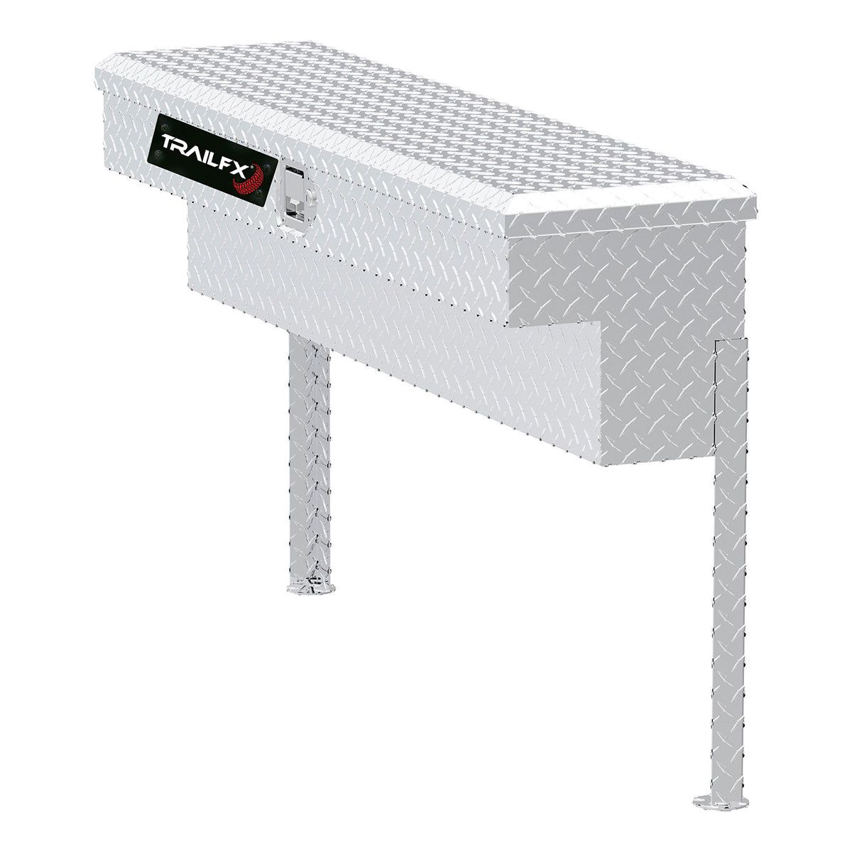 TrailFX Truck Tool Box - Side Mount: Single Lid With Struts Diamond Tread Bright (160481)