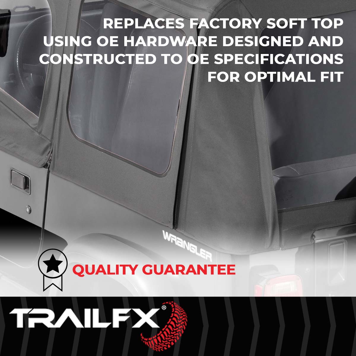 TrailFX Soft Top For Jeep Wrangler - Requires TrailFX 15433101 Soft Top Bow Sold Separately (JTOE001)