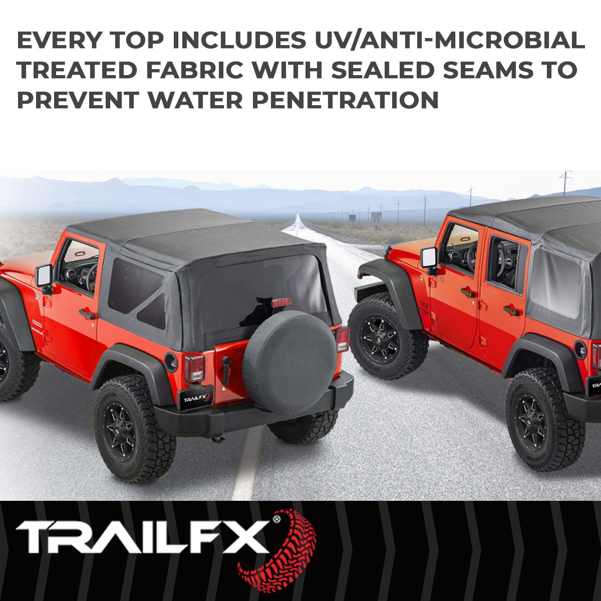 TrailFX Soft Top For Jeep Wrangler - Requires TrailFX 15433101 Soft Top Bow Sold Separately (JTOE001)
