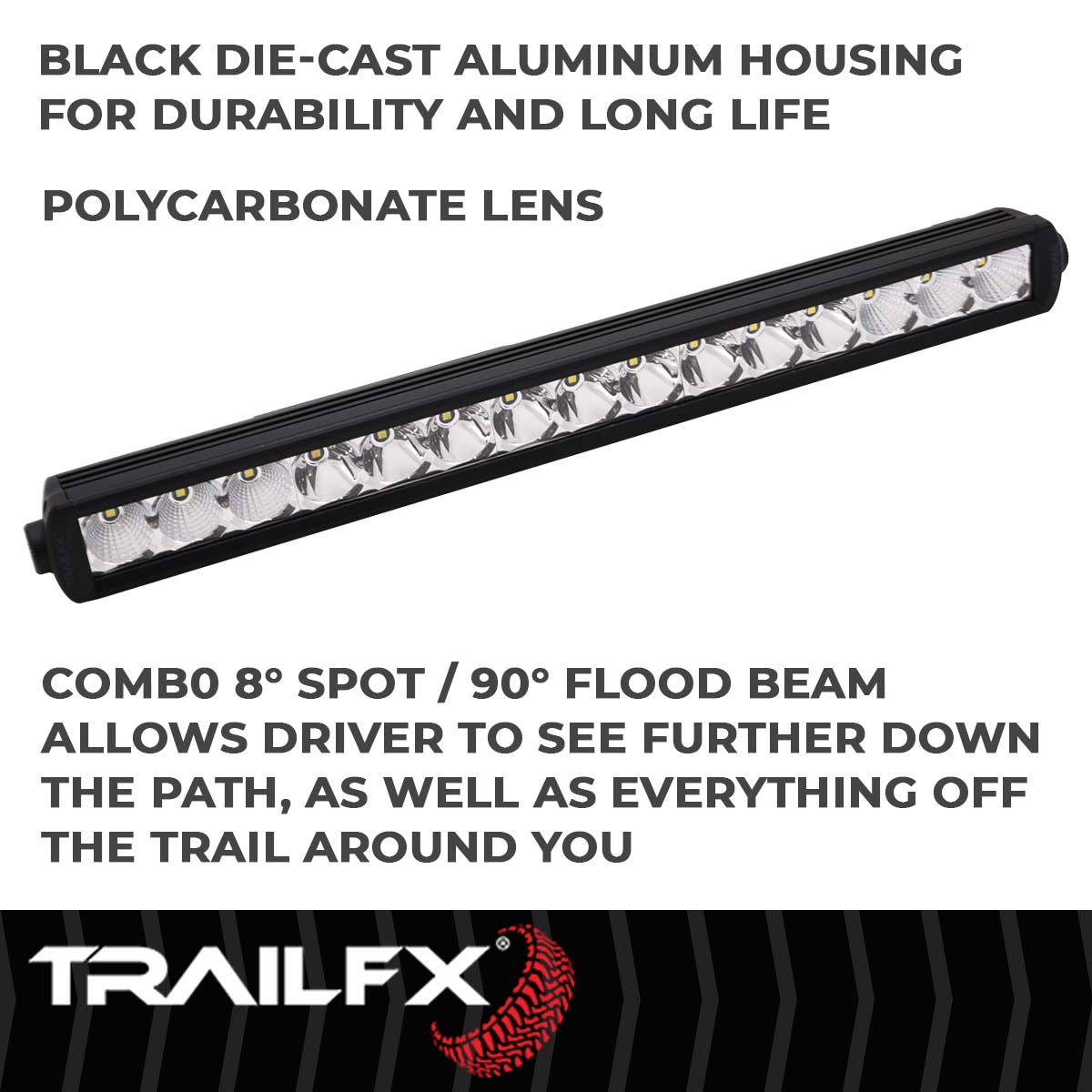 TrailFX Light Bar - 8 Degree Spot/ 90 Degree Flood Beam Combination, 9000 (20SRSCM)