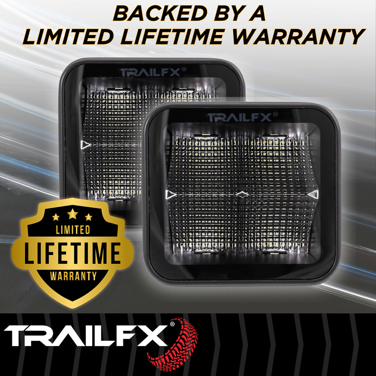 TrailFX Driving Light - 3 Inch Square, 40 Watt Blubs Amp Draw 3.4 AMP At 12 Volts (2X2BKF2)