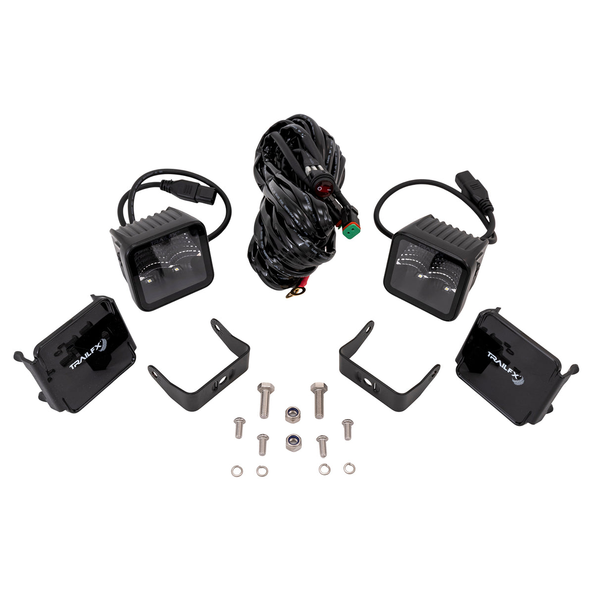 TrailFX Driving Light - 3 Inch Square, 40 Watt Blubs Amp Draw 3.4 AMP At 12 Volts (2X2BKF2)
