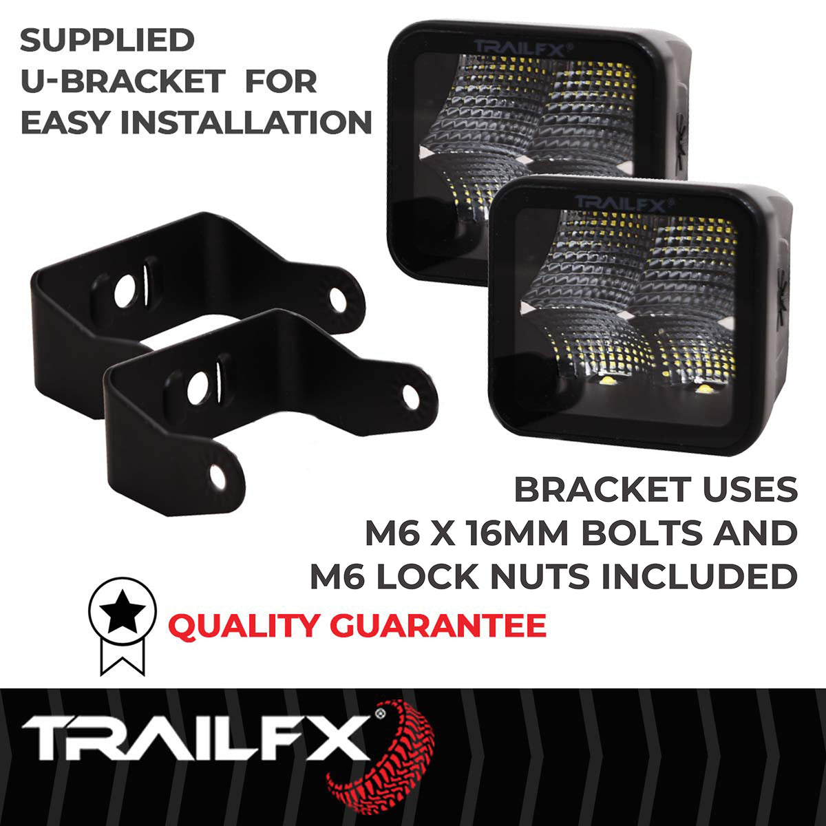 TrailFX Driving Light - 90 Degree Flood Beam, 2400 Raw Lumens/ 1500 Effective (2X2CFBKPR)